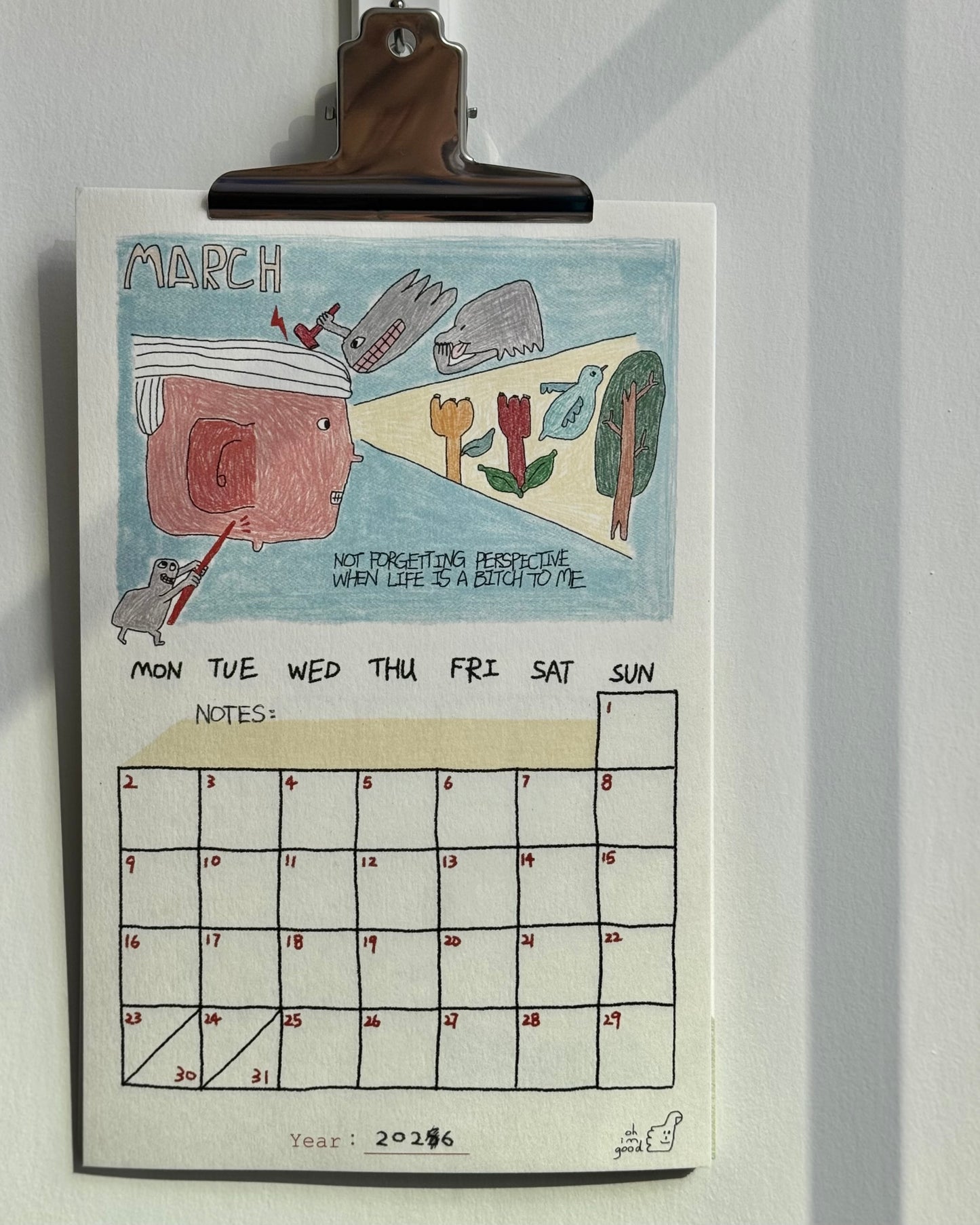 (WS) 2026 Monthly Calendar