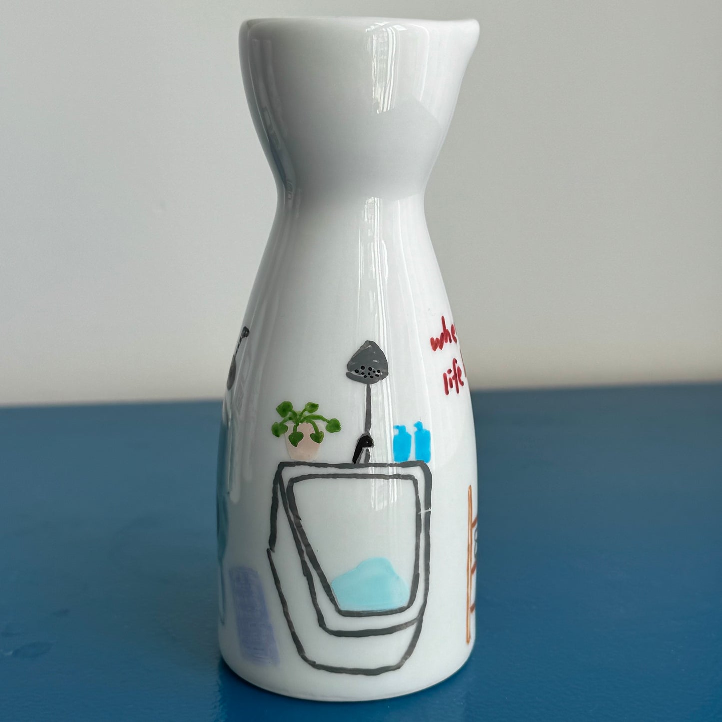 ‘Where Life Happens’ Hand-drawn Vase - Shower