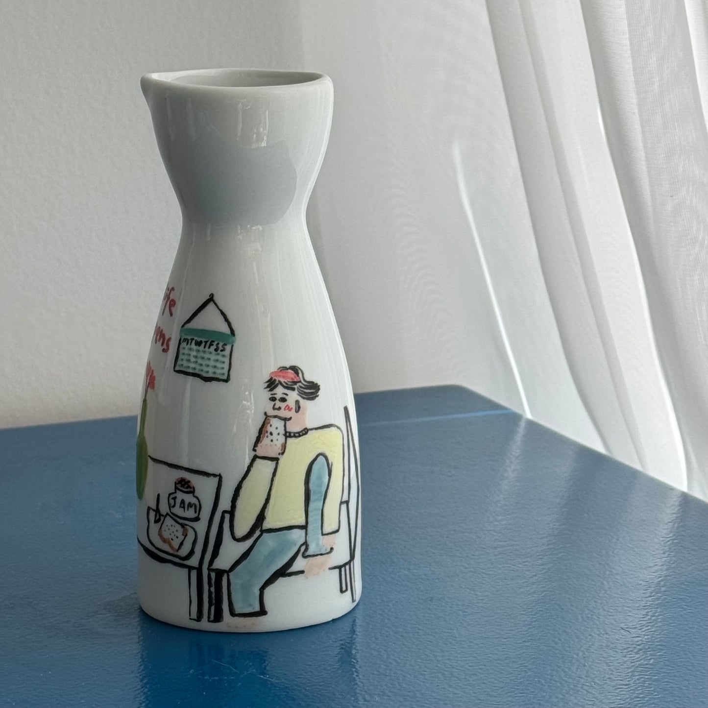 ‘Where Life Happens’ Hand-drawn Vase - Breakfast