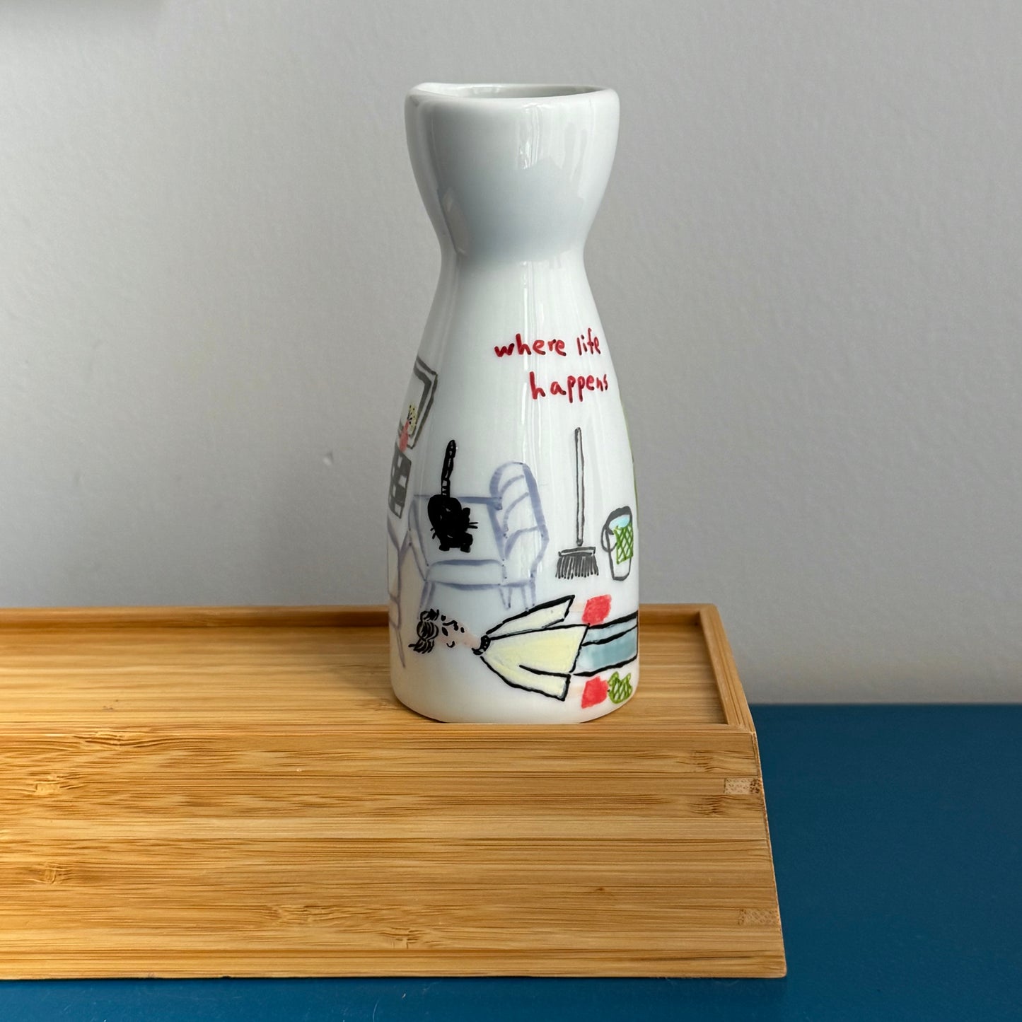 ‘Where Life Happens’ Hand-drawn Vase - Housework