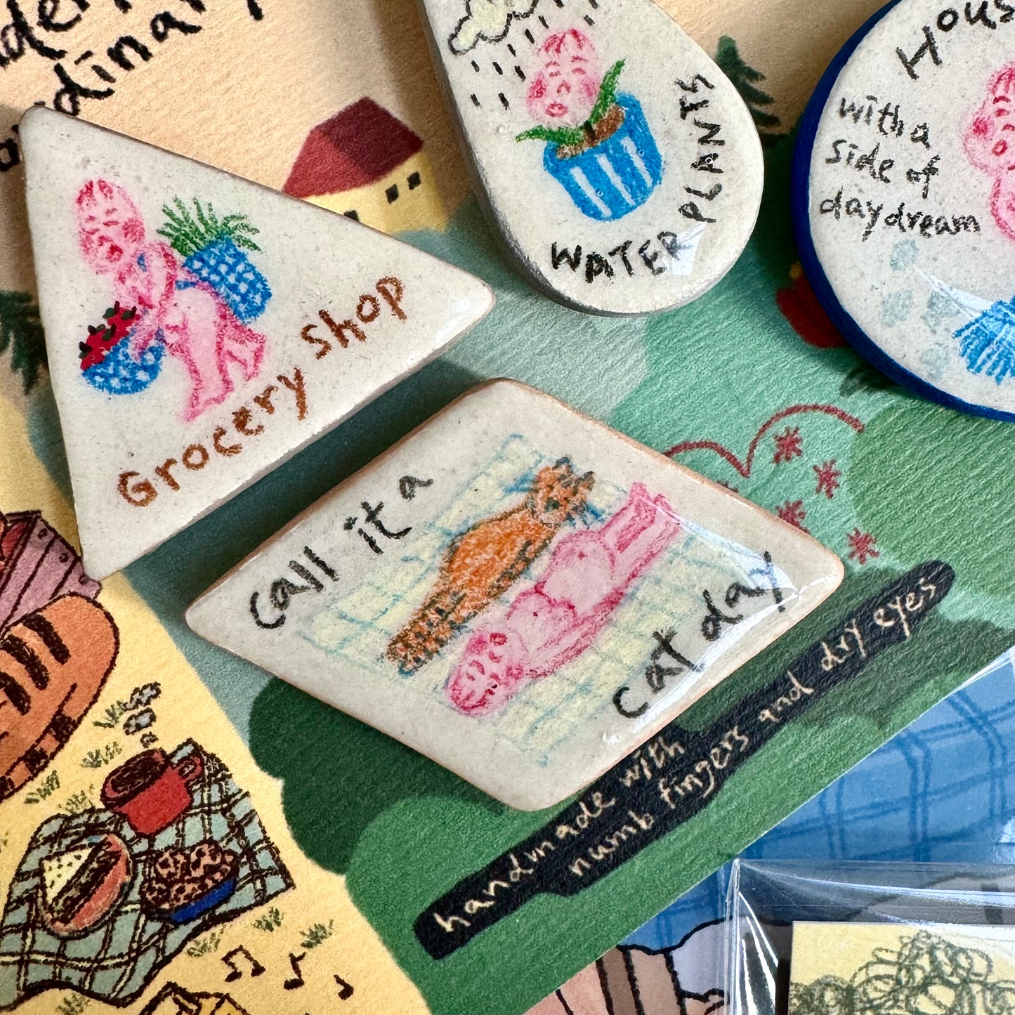 Handmade 'Ordinary Life' Magnets Set