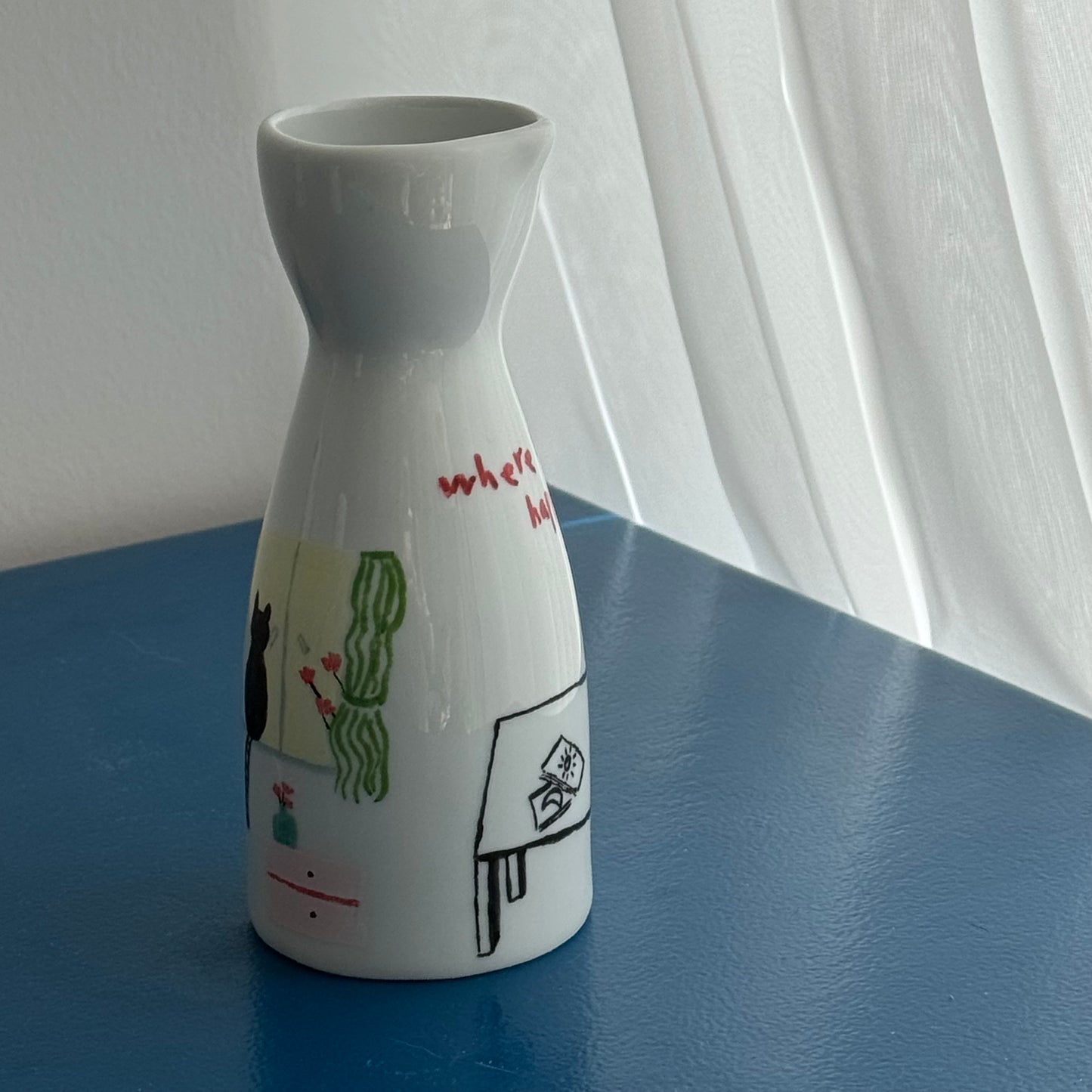‘Where Life Happens’ Hand-drawn Vase - Breakfast