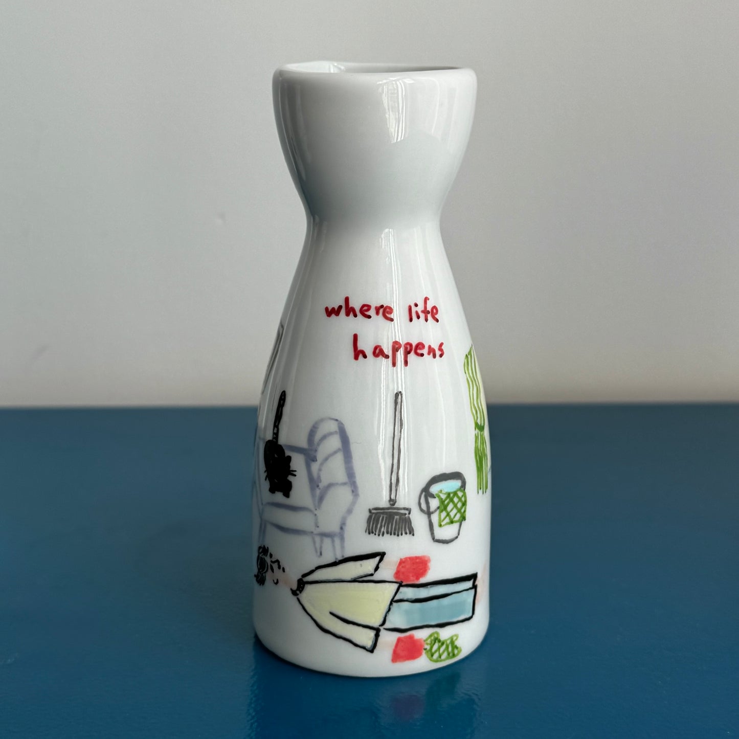 ‘Where Life Happens’ Hand-drawn Vase - Housework