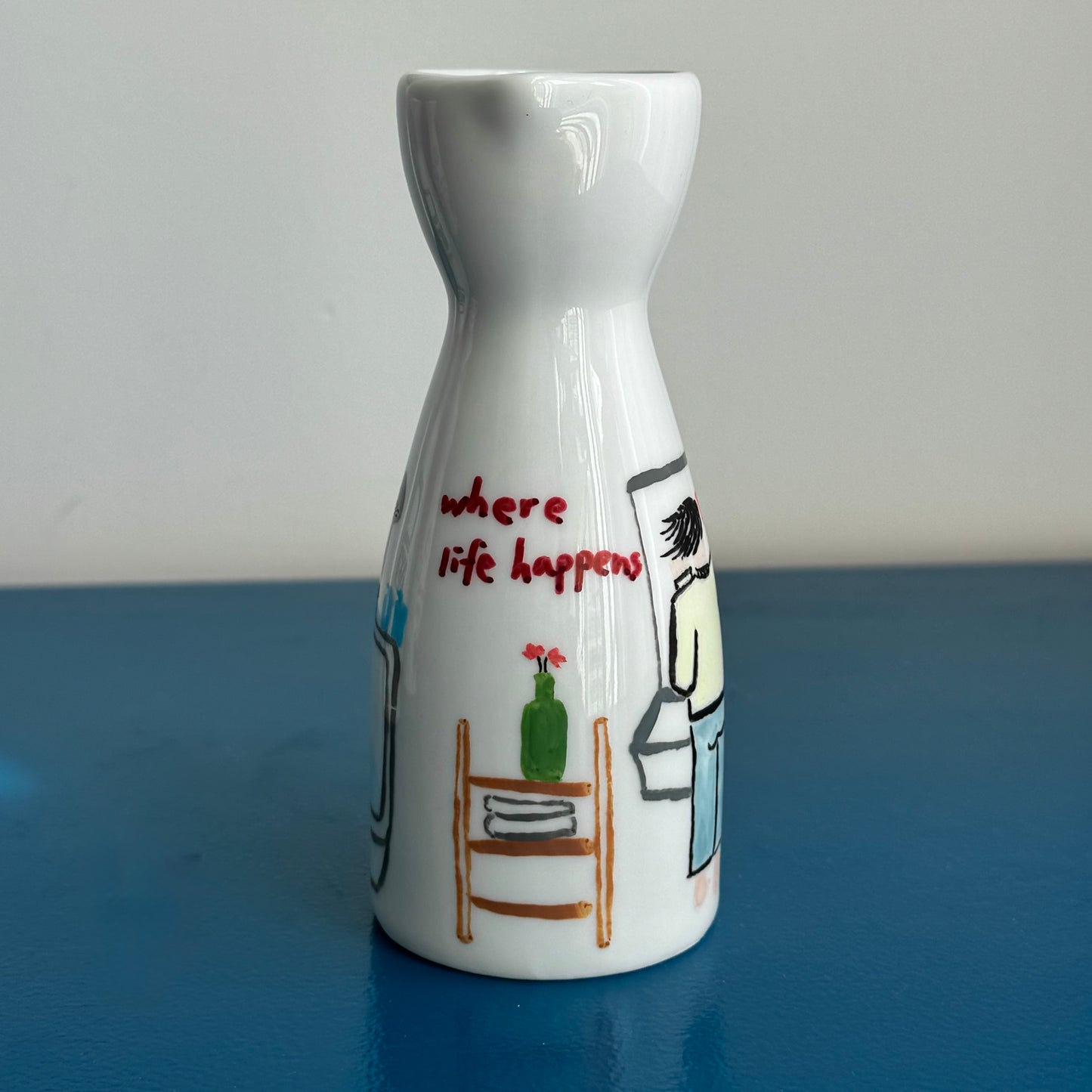 ‘Where Life Happens’ Hand-drawn Vase - Shower