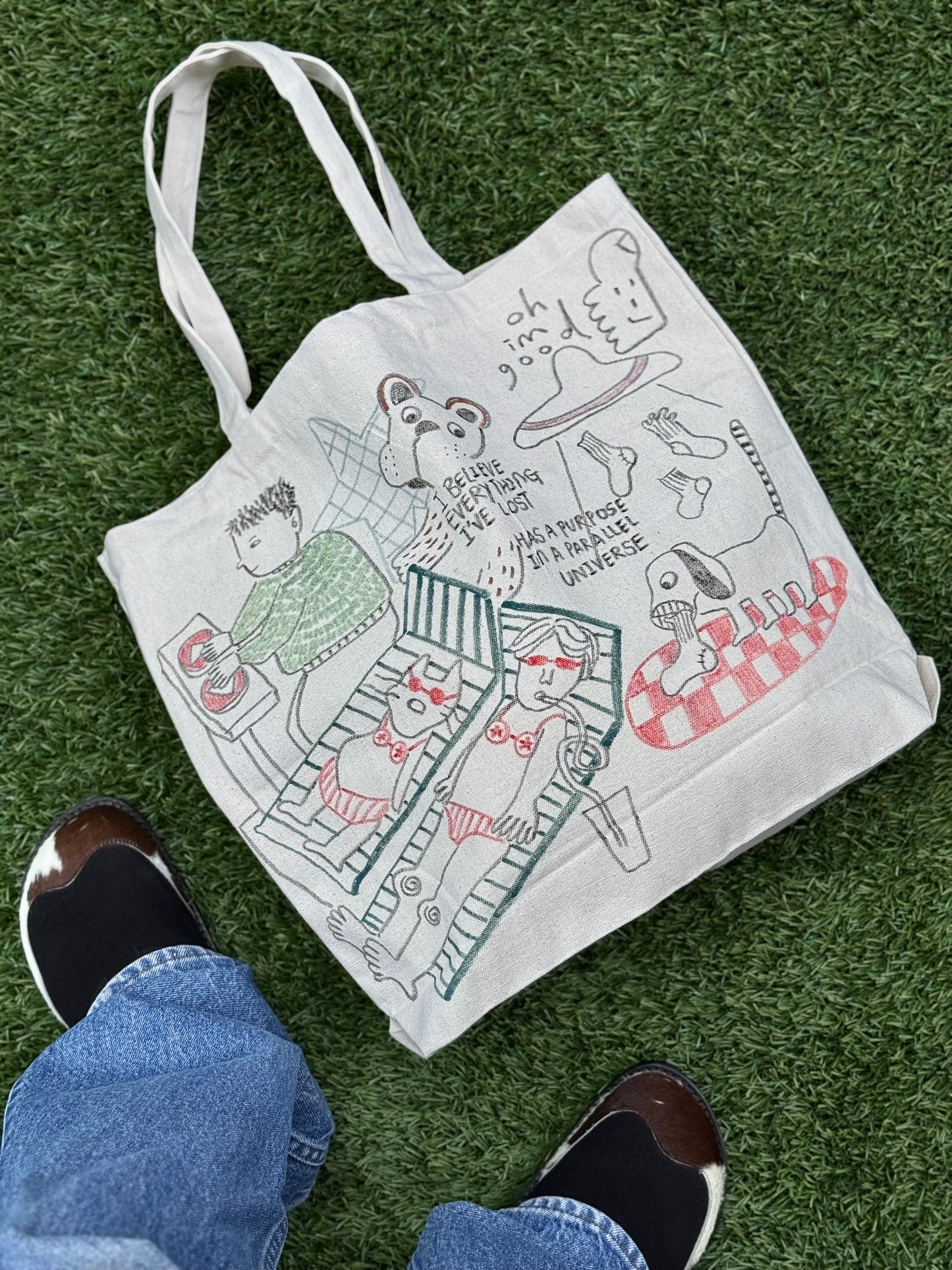 Hand Painted Double sided Shoulder Bag