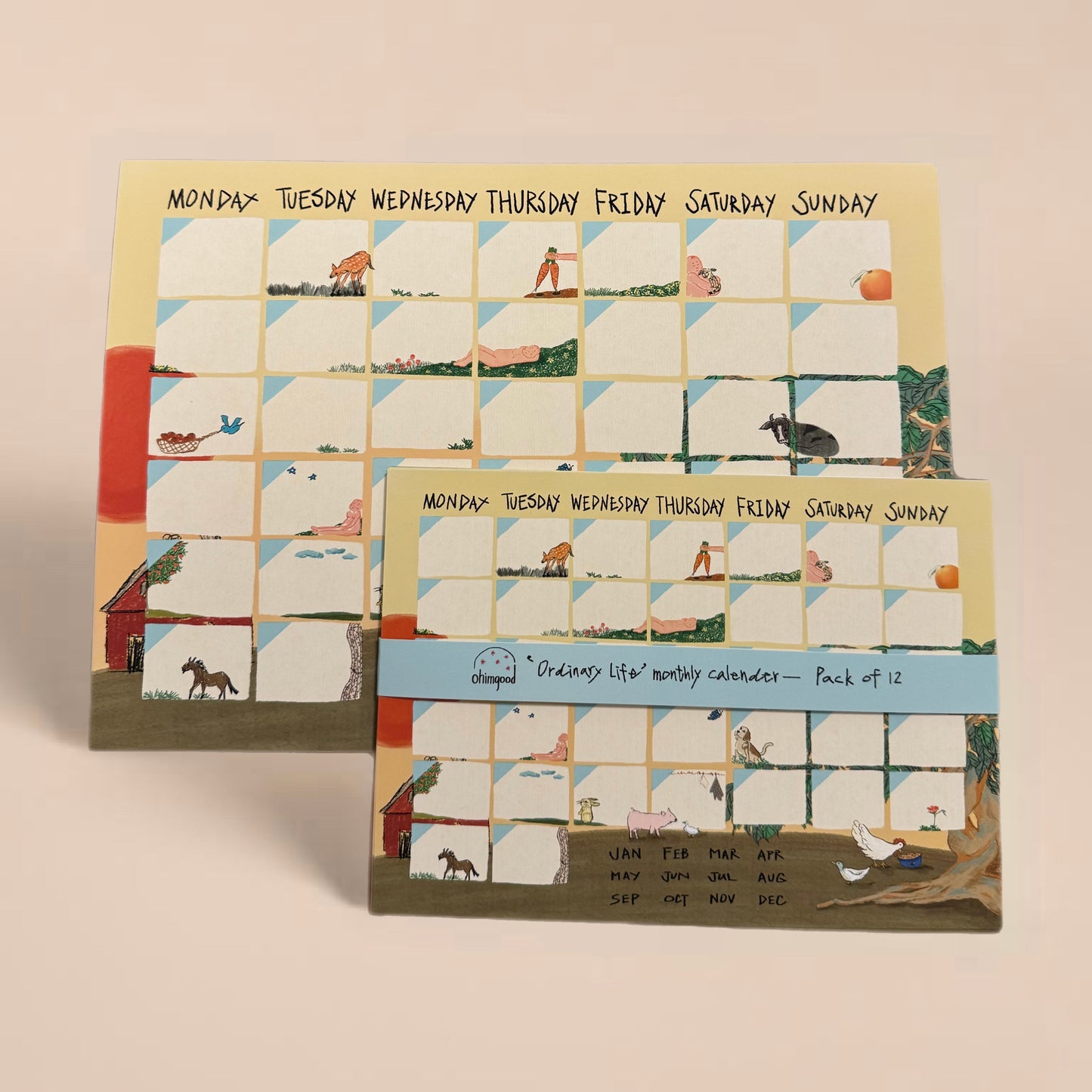 'Ordinary Life' Monthly Calendar Paper Set of 12