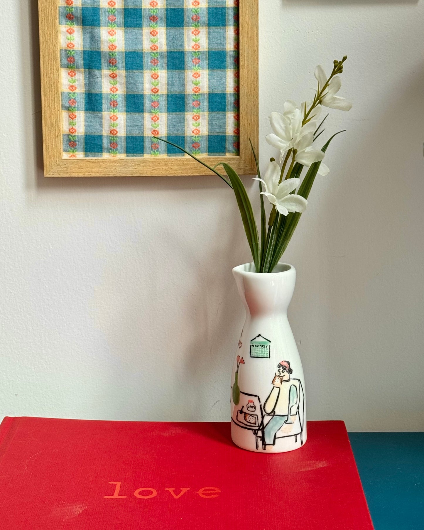 ‘Where Life Happens’ Hand-drawn Vase - Breakfast