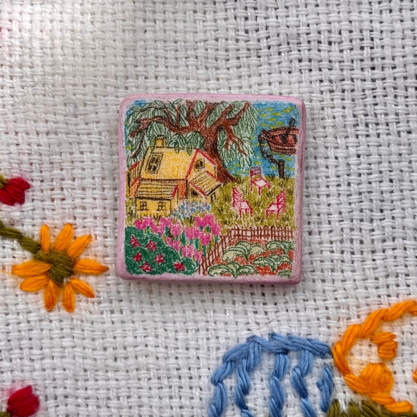 Handmade 'Living with Animals in Nature' Magnet