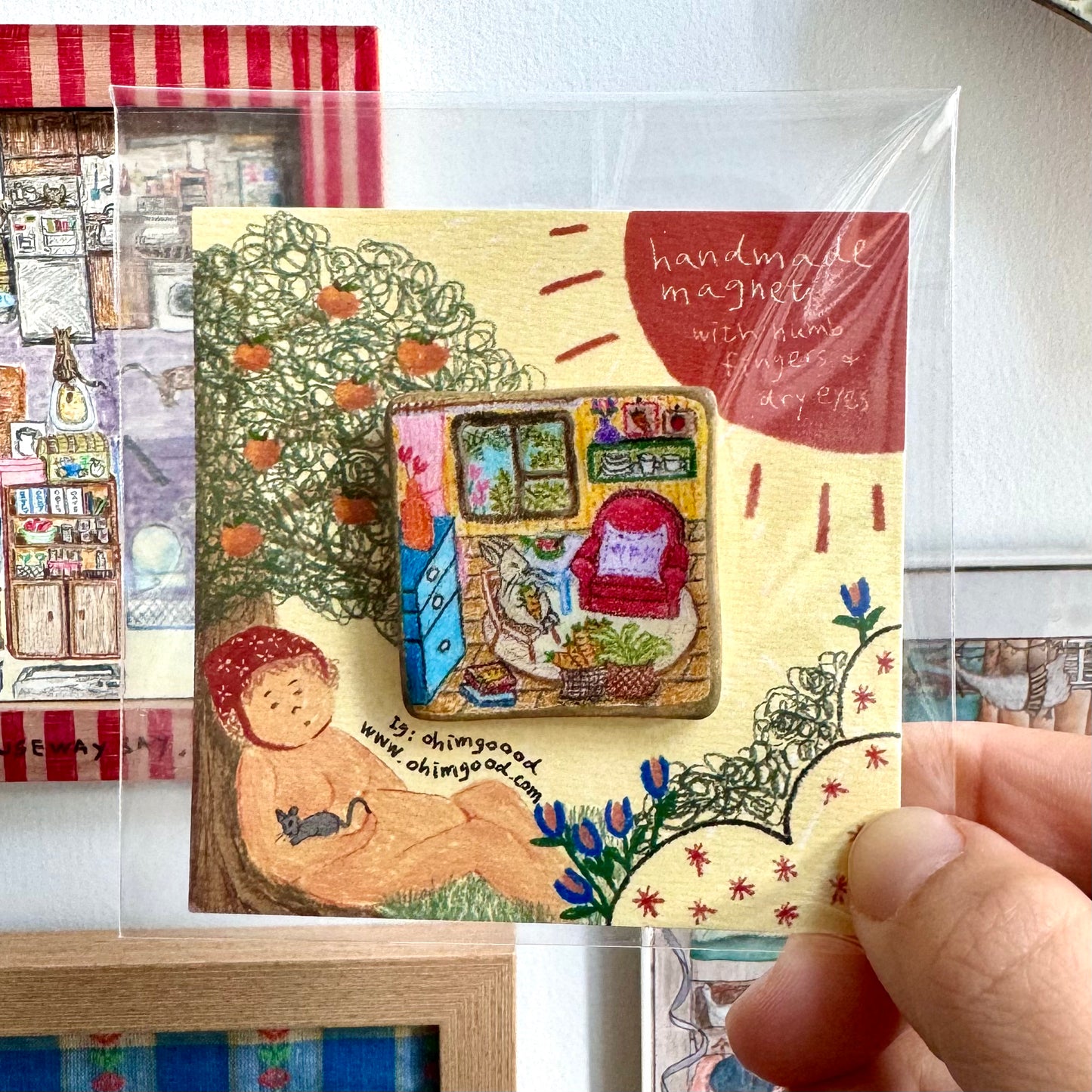 Handmade 'Living with Animals in Nature' Magnet