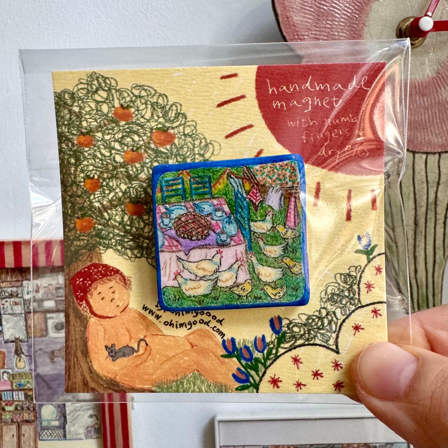 Handmade 'Living with Animals in Nature' Magnet
