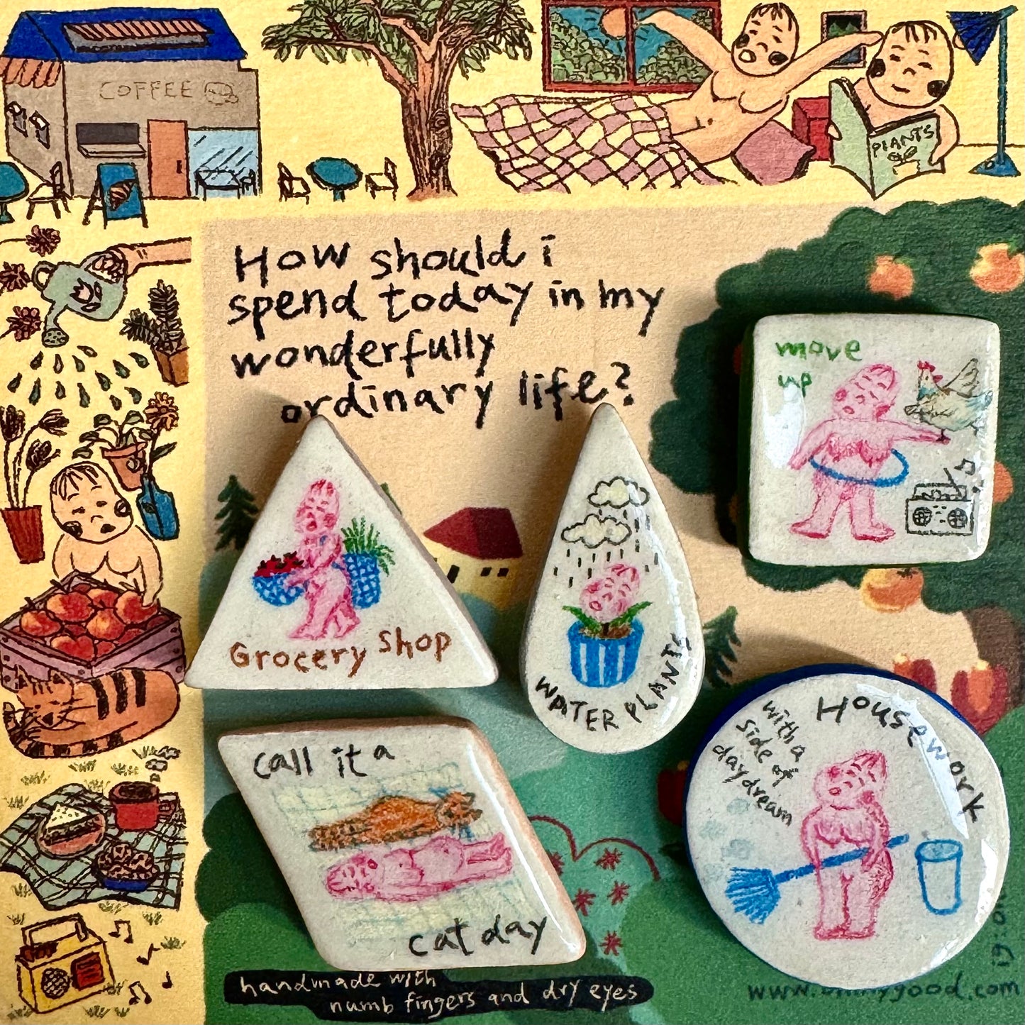 Handmade 'Ordinary Life' Magnets Set