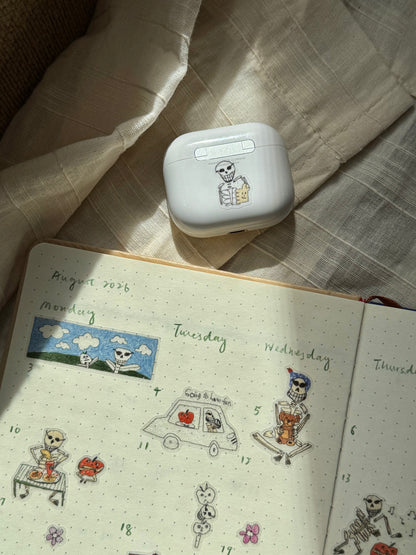 ‘Mr. Skeleton and An Apple’ Semi Transparent Sticker Sheet