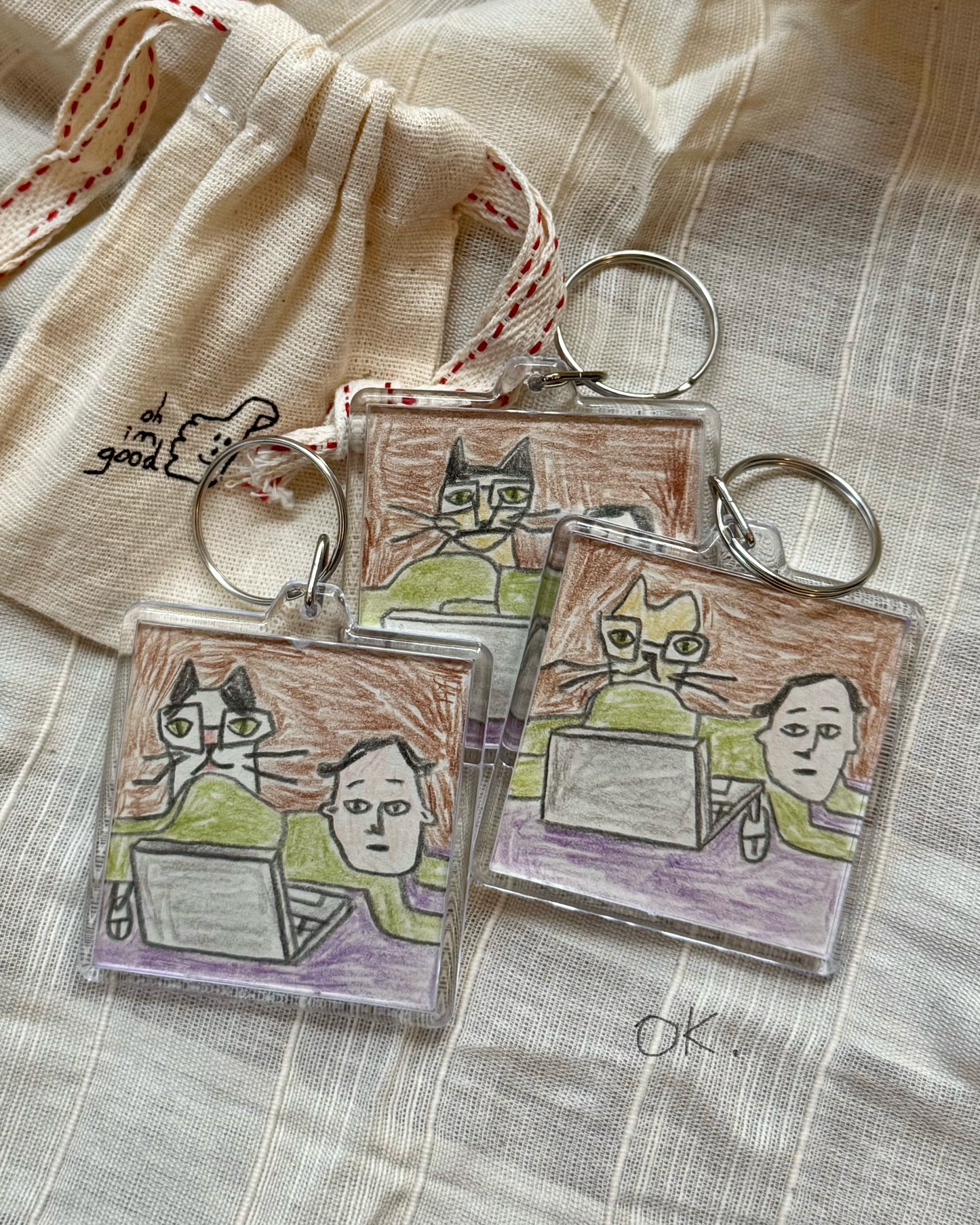 Hand drawn keychain