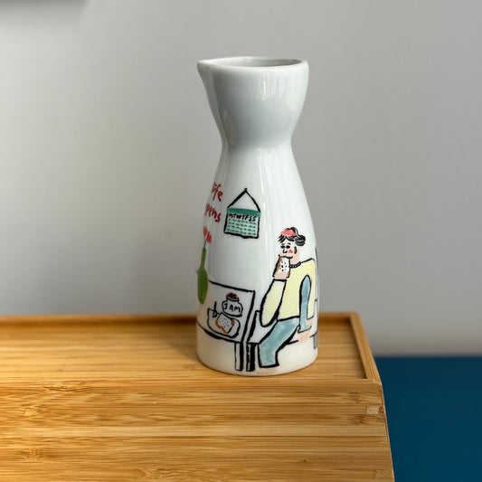 ‘Where Life Happens’ Hand-drawn Vase - Breakfast
