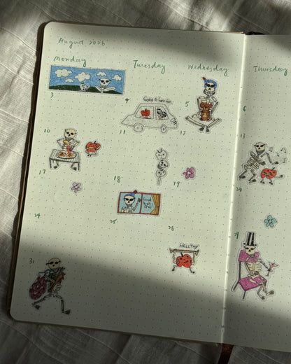 ‘Mr. Skeleton and An Apple’ Semi Transparent Sticker Sheet