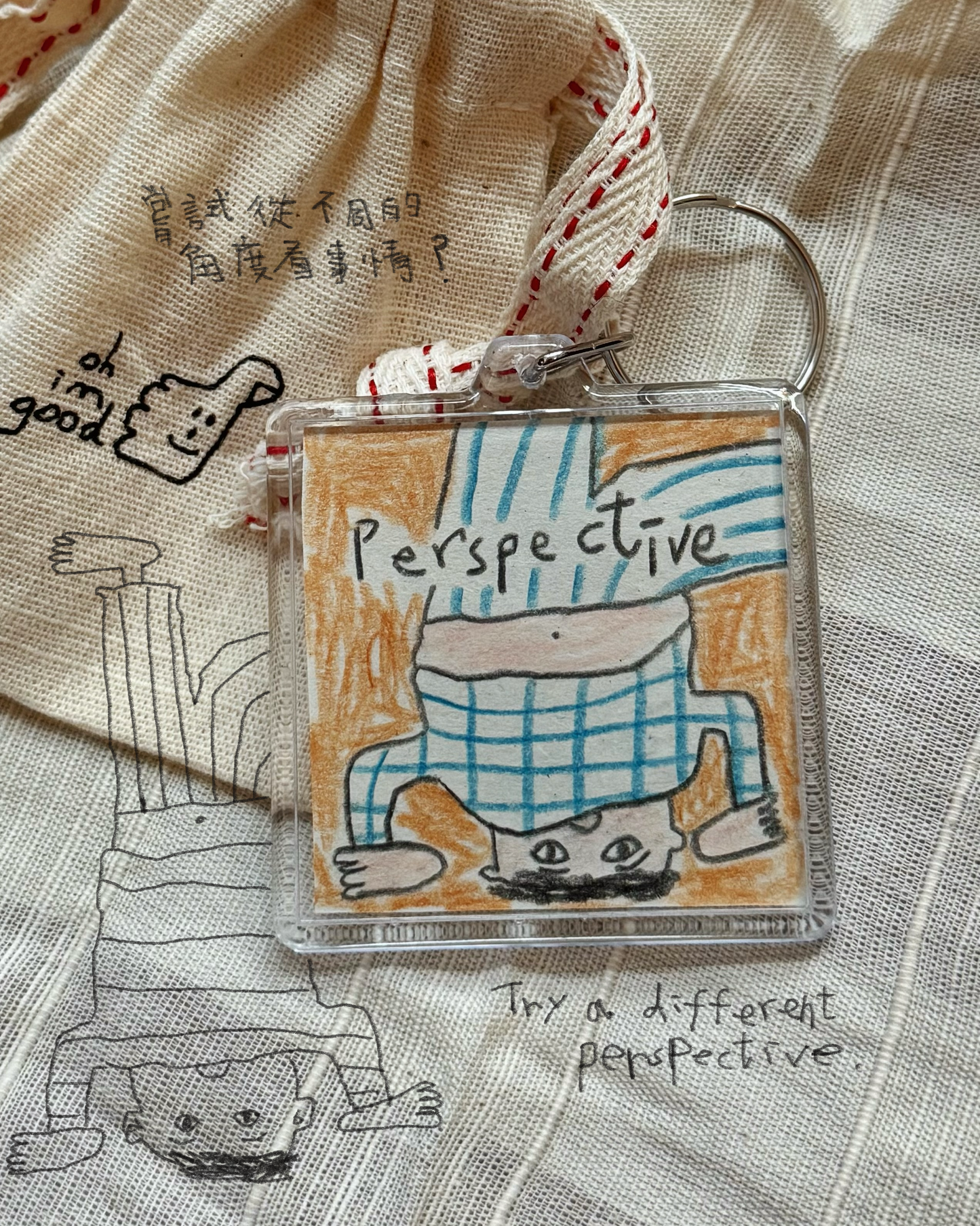 Hand drawn keychain