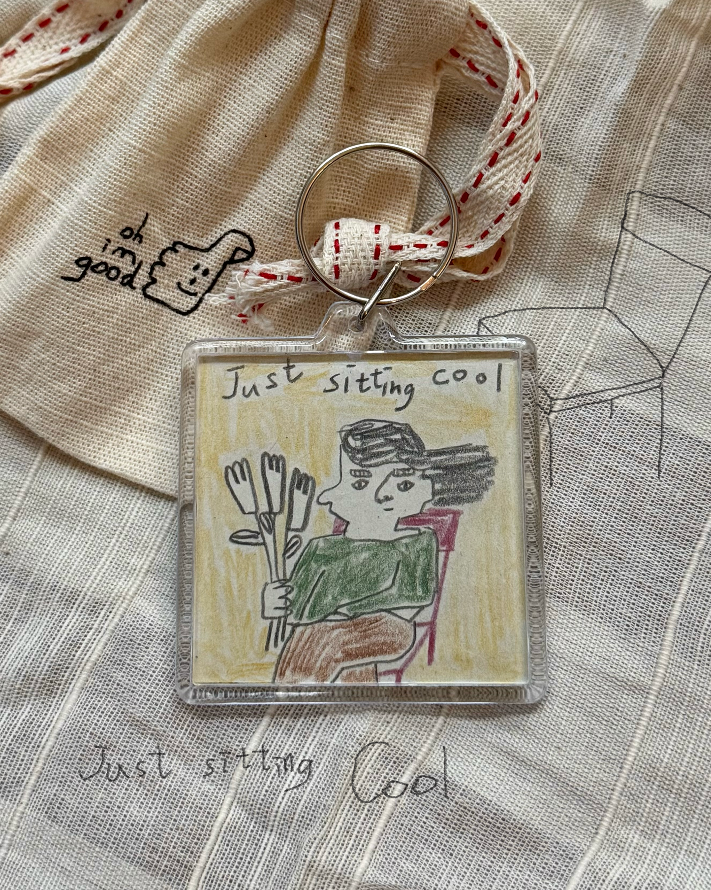 Hand drawn keychain