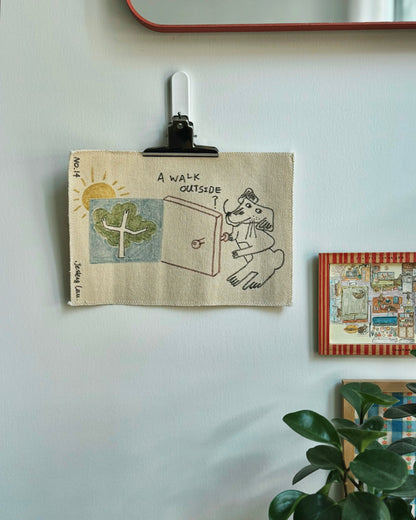 Signed & Numbered Fabric Original - A Walk Outside?