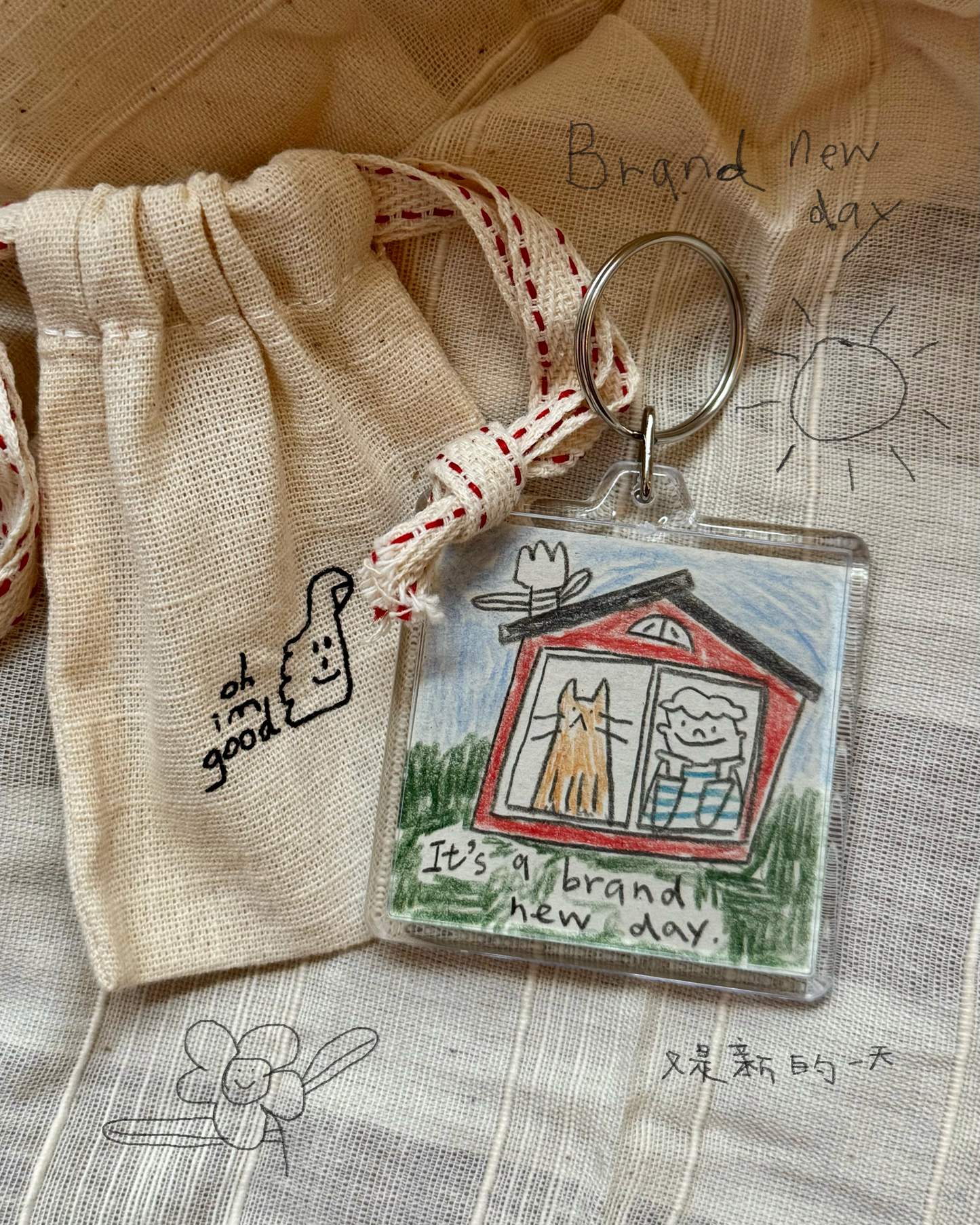 Hand drawn keychain