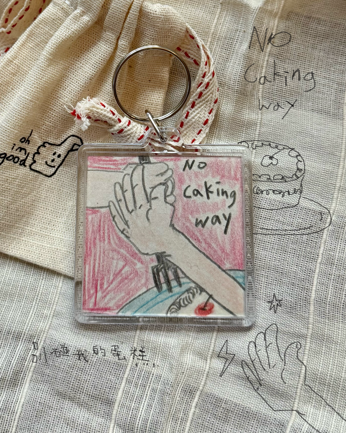 Hand drawn keychain
