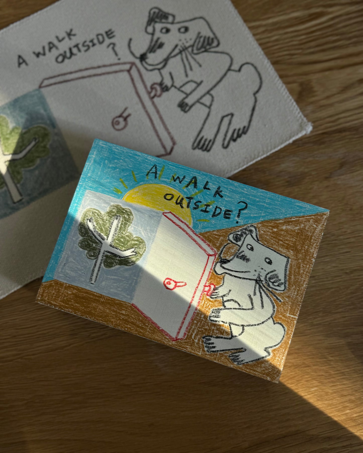 Wood Block Original - A Walk Outside?