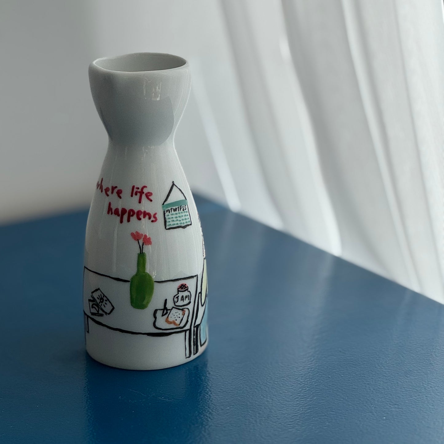 ‘Where Life Happens’ Hand-drawn Vase - Breakfast