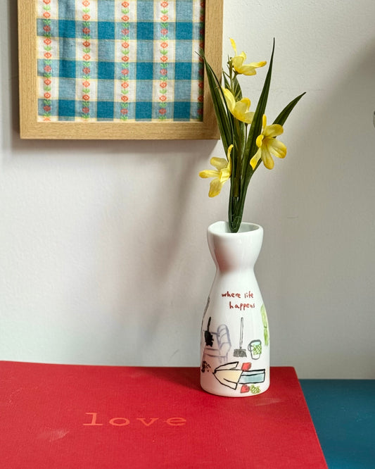 ‘Where Life Happens’ Hand-drawn Vase - Housework