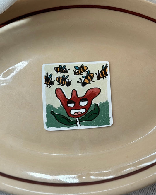 Vinyl Sticker - Bee and flower