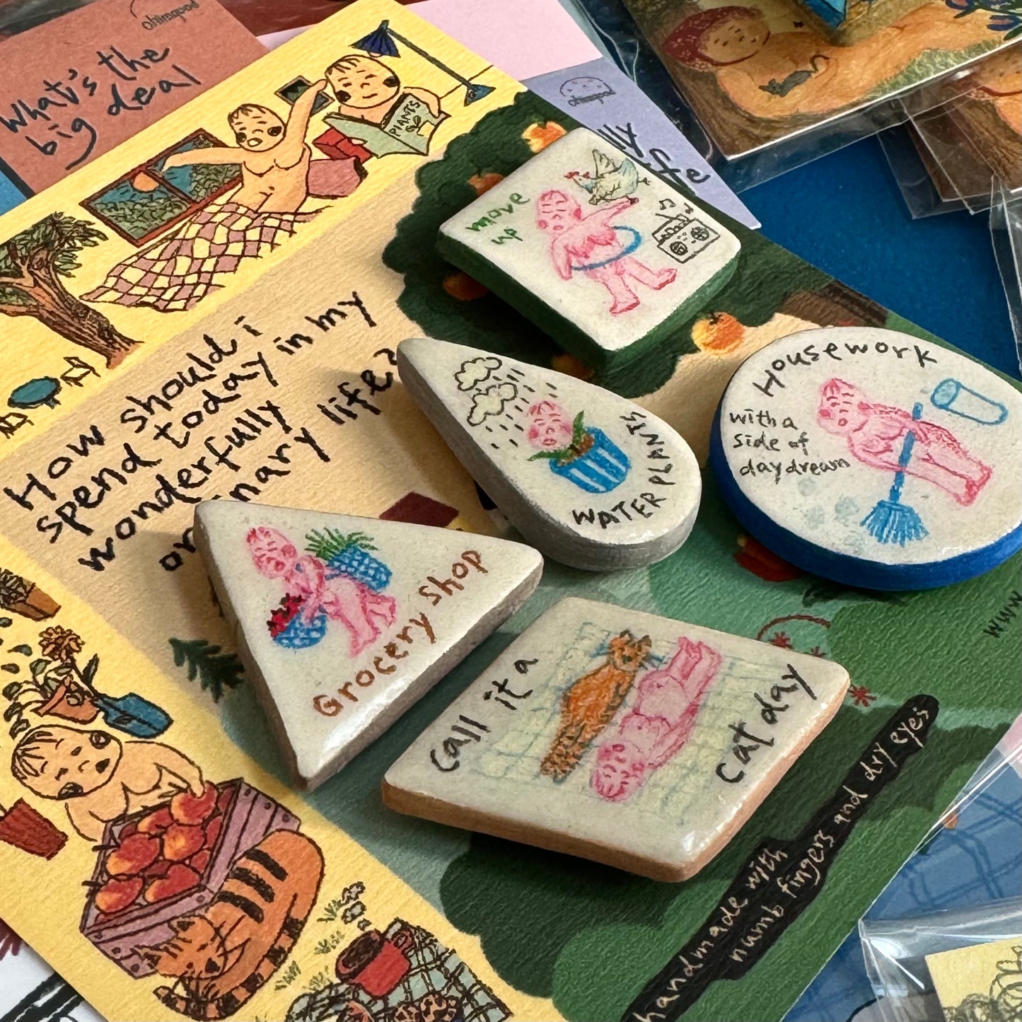 Handmade 'Ordinary Life' Magnets Set